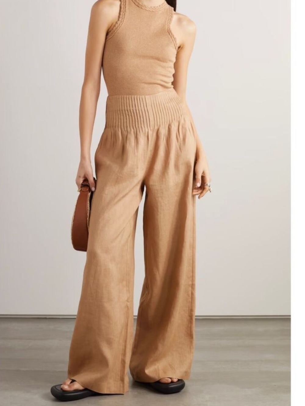 JOSLIN Pintucked Linen Highwaist Wide Leg Delilah Pant Women’s US 0